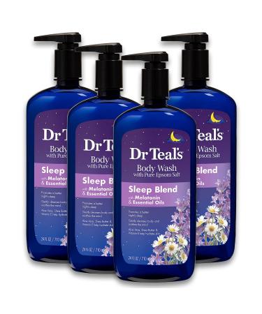 Dr Teal's Body Wash with Pure Epsom Salt, Sleep Blend with Melatonin, 24 fl oz (Pack of 4)