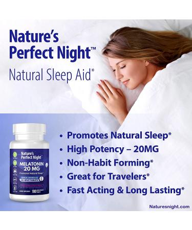 Nature's Perfect Night Melatonin 20mg - 180 Quick Dissolve Tablets, Mixed Berry Flavor - High Potency, Sugar Free, Vegan, Gluten Free - Value Size - Buy Online on GoSupps.com