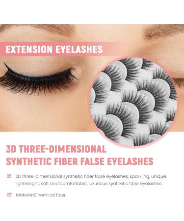 Bzwyonst 20 Pairs 3D Chemical Fiber Lashes Natural False Eyelashes Dramatic Volume Lashes Makeup Extension Eyelashes - Buy Online on GoSupps.com