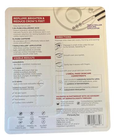 L'Oreal Paris Revitalift Hyaluronic Acid + Caffeine Eye Serum 0.67 Fl. Oz - Pack of 2 - Buy Online on GoSupps.com