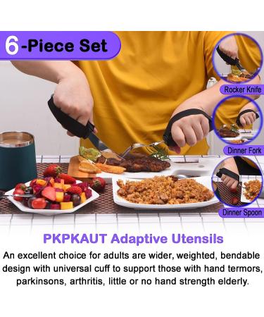 KPKAUT Weighted Parkinsons Utensils - 6-Piece Set for Hand Tremors, Arthritic Hands, and Elderly - Adaptive Eating Silverware for Parkinsons Patients and Disabled Adults - Buy Online on GoSupps.com