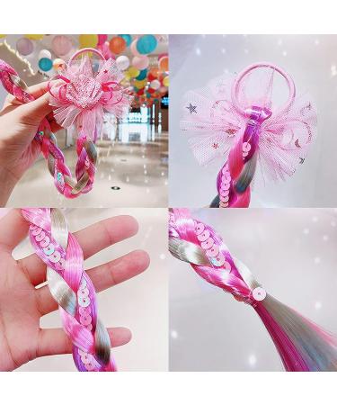 Rainbow Colored Braided Hair Extensions - 8 Pieces Ponytails for Women, Kids, Girls - Perfect for Parties, Cosplay, Dress Up - Buy Online on GoSupps.com