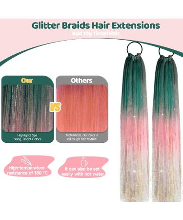 Ombre Hair Extensions Hair Tinsel Colored Hair Ponytail with Hair Tie High Temperature Synthetic Crochet Braided Ponytail Extension 26" Glitter Hair Accessories for Girls Women Crazy Hair Day (#22) - Buy Online on GoSupps.com