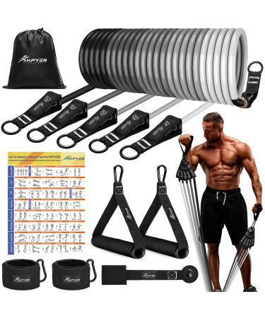 Fitness straps Set 150LBS 200LBS 250LBS Resistance Bands 5 Various strengths resistance tapes set with handles with ankle straps and door anchor portable backpack for indoor home gym and outdoor 150LBS resistance bands