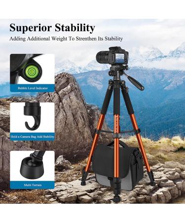 VICTIV 74 Camera Tripod - Lightweight Travel Stand for iPhone, Canon, Nikon - Aluminum DSLR/SLR Professional Tripod with Carry Bag - Buy Online on GoSupps.com