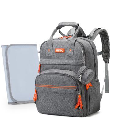 Homfu Diaper Bag Backpack Mommy Hospital Baby Bags For Boys Girl Travel Backpacks Mom Grey Dad Diaper Bag Tote Baby Registery (Grey with bottom access)