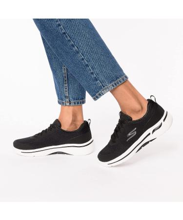 Skechers Women's Go Walk Arch Fit-Motion Breeze Sneaker 7 Wide - Black/White - Buy Online on GoSupps.com