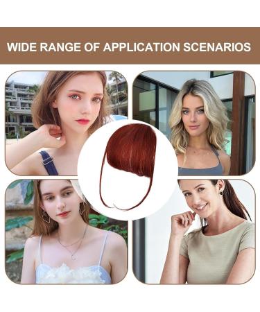 Bang Extensions Clip Human Hair - French Bangs Clip on Fake Bangs Fringe Natural Color Clip on Neat Bangs Hair Extension Human Hair Bangs Extensions Stylish Hair Bangs Fringe Hairpieces wine red - Buy Online on GoSupps.com