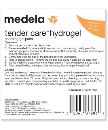 Medela Soothing Gel Pads for Breastfeeding - 4 Count Pack, Tender Care HydroGel Pads for Cooling Relief from Sore Nipples - Buy Online on GoSupps.com
