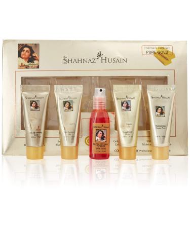 Shahnaz Husain 24 Carat Gold Skin Radiance Timeless Youth Kit with Exfoliating Scrub  Radiance Gel  Moisturizing Cream  and Mask (4 x 10 gm)