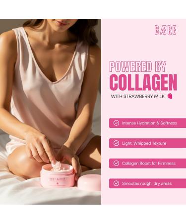 Baere Collagen Body Butter with Strawberry Milk Dermatologist Tested Anti Aging Korean Skin Care Deep Moisture For Soft Dewy Skin & Smooth Texture Vegan Clean Beauty Body Moisturizer 7 Fl Oz - Buy Online on GoSupps.com