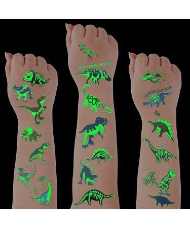 10 Sheets Dinosaur Temporary Tattoos Luminous Dinosaur Temporary Tattoos Sticker Cartoon Jungle Tattoo Waterproof Dinosaur Temporary Tattoos for Boys and Girls Party Supplies Favors (Glow Pattern) Glow Style - Buy Online on GoSupps.com
