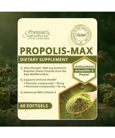 Rawleigh Propolis Max: 60 Vegetarian Softgels - Brazilian Green Propolis with Phenolic Flavonoid & Artepillin C Compounds & Vitamin E - Supports Immunity Wellness - Buy Online on GoSupps.com