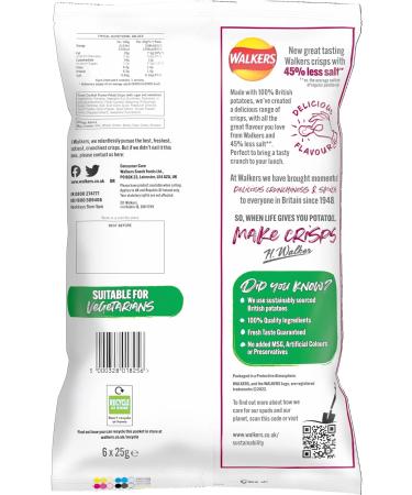 Walkers Less Salt Potato Crisps Delicate Prawn Cocktail 6X25g Delicate Prawn Cocktail 150 g (Pack of 1) - Buy Online on GoSupps.com