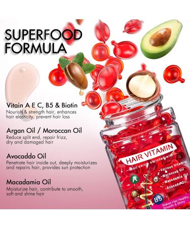 Buy Hair Serum for Frizzy & Dry Hair - Argan Avocado & Moroccan Oil Treatment - Vitamin-Packed Hair Oil Capsules (40 Caps) for Damaged Hair - Buy Online on GoSupps.com