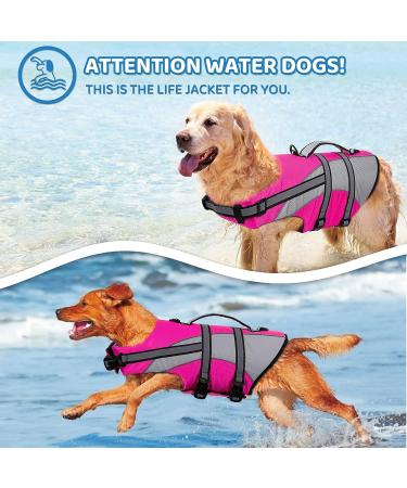 KOESON Ripstop Dog Life Jacket - Pink, Medium Size | Pet Swimming Safety Vest with Rescue Handle | Buoyant Dog Float Coat for Small, Medium, Large Dogs - Buy Online on GoSupps.com