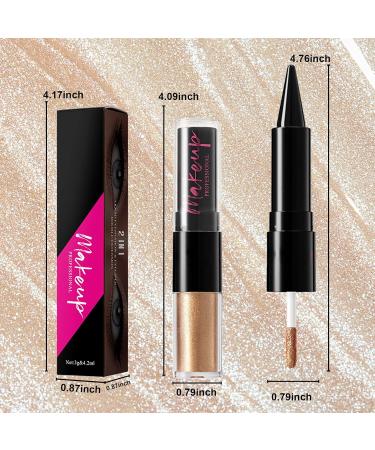 Real 2in1 Black Eyeliner Pen Gel & Liquid Eyeshadow Matte Eyeliner Pencil Waterproof Shiny Eyeshadow Highly Pigmented Eye Makeup 02 Bronze Gold - Buy Online on GoSupps.com