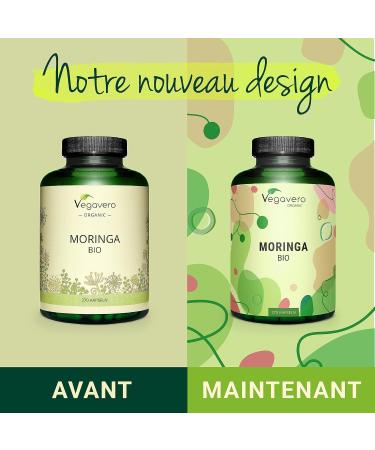 ORGANIC Moringa 1800 mg | 270 Vegan Capsules | SUPERFOOD: Multivitamins and Natural Minerals | Antioxidant + Energy | NO ADDITIVES | Vegavero  - Buy Online on GoSupps.com