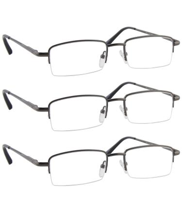 Reading Glasses - Readers with Comfort Spring Hinges for Men and Women by TruVision Readers - 9509HP 3 Pack Gunmetal 2.0 x