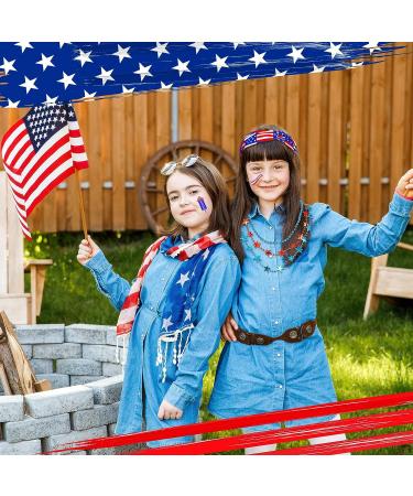 July 4th Accessories Kit: American Flag Headbands, Patriotic Scrunchies, USA Flag Earrings, Temporary Tattoos, Star Bead Necklaces - Buy Online on GoSupps.com