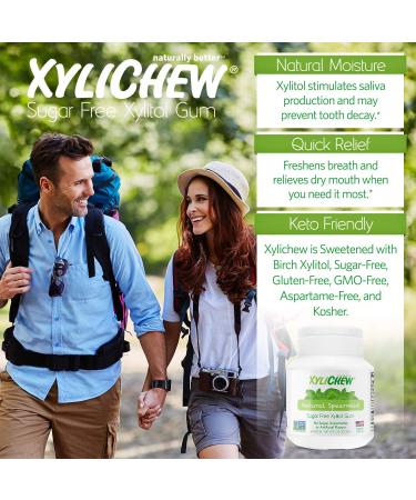 Xylichew Spearmint Chewing Gum - 100% Xylitol, Non-GMO, Sugar-Free, 60 Count Jars (Pack of 4) - Oral Care & Fresh Breath - Buy Online on GoSupps.com