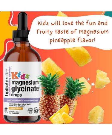 Kids Magnesium Glycinate Liquid Drops Sugar Free Liquid Drops Happy Calm for Kids Calming Supplement Complex Magnesium for Children & Nighttime Sleep Pineapple Flavor 2 Fl Oz. Kids Pineapple - Buy Online on GoSupps.com