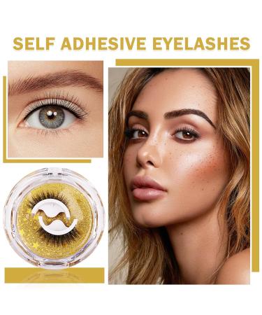 Buy Self Adhesive Eyelashes - Reusable No Glue Natural Look | Pack of 2 with 10 Extra Glue Strips - Buy Online on GoSupps.com