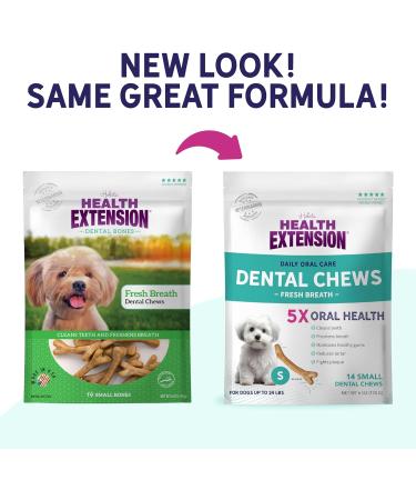 Health Extension Fresh Breath Dental Bones for Dogs - 14 Small Bones for Dental Health & Puppy Training  - Buy Online on GoSupps.com