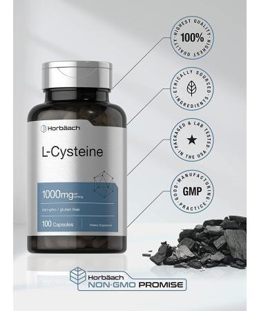 L Cysteine 1000mg Capsules | 100 Count | Non-GMO & Gluten Free Supplement by Horbaach - Buy Online on GoSupps.com