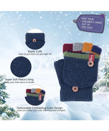 Kids Knitted Mittens | Dark Blue | Autumn & Winter Warm Gloves | Ages 3-6 - Buy Online on GoSupps.com
