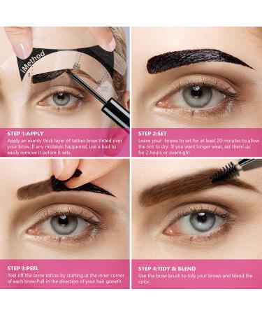 iMethod Eyebrow Tattoo Peel Off Gel - Longlasting Waterproof Brow Stain Kit with Stencils, Dark Brown Semi Permanent Makeup - Buy Online on GoSupps.com