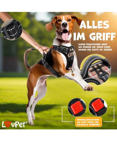 Lovpet No-Pull Dog Harness for Large Dogs | Breathable & Soft | Adjustable Reflective Design | Includes Bag Rolls | Beige - Buy Online on GoSupps.com
