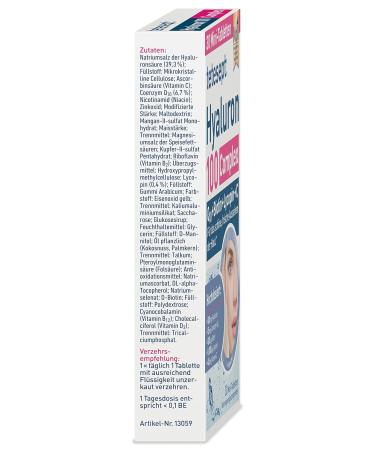 Tetesept Hyaluron 100 Complex - Q10 Biotin Lycopin Vitamin C | Dietary Supplement for Radiant Skin - 30 Mini Tablets - Buy Online on GoSupps.com