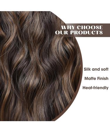 Invisible Wire Hair Extensions 20 with Adjustable Transparent Wire and 2 Clips, Brown Highlighted Caramel Blonde - Synthetic Hair Pieces for Women - Buy Online on GoSupps.com