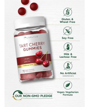 Carlyle Tart Cherry Gummies - 2000mg 70 Count | Vegan Non-GMO Gluten Free | Cherry Flavor - Buy Online on GoSupps.com