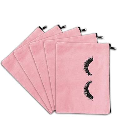 PHOGARY 6PCS Canvas Makeup Pouch Set - Travel Toiletry Case with Zippered Pocket for Women and Girls - Eyelash Pattern in Pink - Buy Online on GoSupps.com