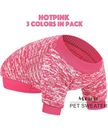 Dog Sweater 3 Pack for Small Dogs - Warm & Soft Pet Clothes for Winter - X-Small - Pink, Purple, Hot Pink - Buy Online on GoSupps.com