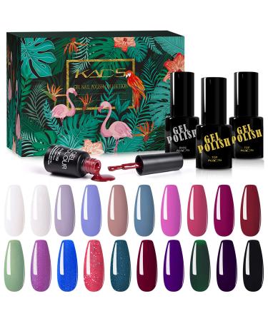 KADS 23-part gel nail polish kit LED-gel nail polish set Glitter-Gel-Lack-Starter kit with a shiny and matt cover lacquer and base varnish suitable for all seasons
