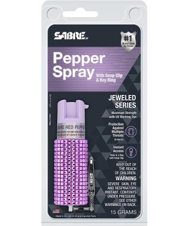 SABRE Jeweled Pepper Spray: Maximum Strength, Fashionable Design - Lavender Pepper Spray with Quick Access Snap Clip and Key Ring - Buy Online on GoSupps.com