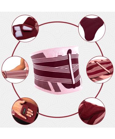 Feel Recovery Back Bandage - Adjustable Support Belt for Men & Women | Relief for Sciatica Herniated Disc & Lower Back Pain | Ideal for Work & Sports (S Bordeaux) - Buy Online on GoSupps.com