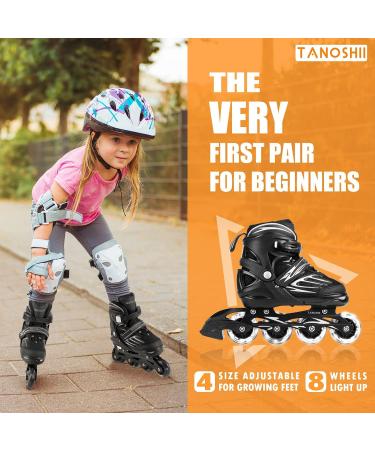 TANOSHII Inline Skates | Light Up Wheels | 4 Size Adjustable Roller Blades for New Skaters | Women Men Boys Girls | Large-Youth&Adult (4.5-7.5US) - Buy Online on GoSupps.com