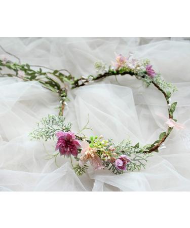 Boho Vine Flower Crown Headpiece - Rosy Floral Halo by LLinfflr - Buy Online on GoSupps.com
