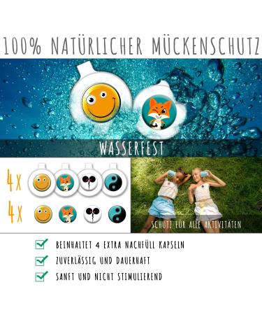 Olleno Anti-Mosquito Clip - 4 Clips + 4 Refill Capsules | Purely Vegetable Insect Protection | Eco-Friendly BPA-Free | 20 Days of Outdoor Defense for Kids & Adults - Buy Online on GoSupps.com