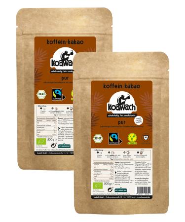 Koawach PUR cocoa powder drinking chocolate - caffeine cocoa sugar -free guarana vegan hot chocolate drink without sugar energy drink bako bio fairtrade pure 1 kg (1 Pack)