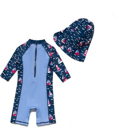 Bonverano Baby Boys Sunsuit UPF 50+ with Sun Hat - 3 Sailing, 2-3 Years - Buy Online on GoSupps.com