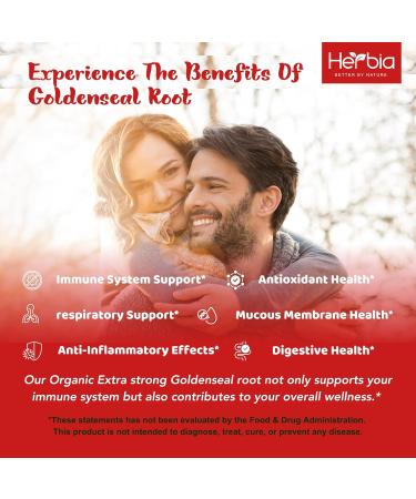 HERBIA Organic Goldenseal Root Extract Immune Support & Antioxidant Liquid Herbal Supplement Alcohol-Based 10:1 Concentrate Fast Absorption Made from Organically Grown Goldenseal 2 fl oz - Buy Online on GoSupps.com