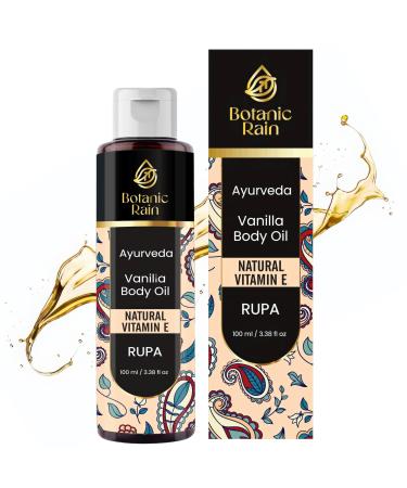 Botanic Rain Ayurveda Vanilla Body Oil Organic Nourishing & Hydrating Moisturiser for Dry Flaky Crepey Skin - Fast Absorbing Non-Greasy Ayurvedic for Women & Men 3.38 fl oz (1)