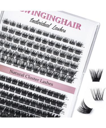 Lash Clusters 156 Pcs Individual Lashes Cluster D Curl Cluster Eyelash Extensions 9-14mm Eyelash Clusters False Eyelashes Reusable Soft & Comfortable Wispy Lashes DIY at Home(MixAB-156-D-9-14mm)