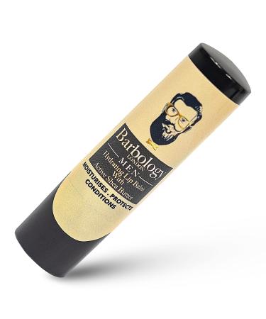 Barbology London Men's Moisturizing Lip Balm for Chapped Lips with Organic Moroccan Argan Oil  Lightweight Formula Leaves Zero Residue  0.17oz