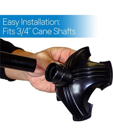 RMS Self Standing Cane Tip - Replacement for Walking Canes/Sticks - 4 Prong Rubber Pad - Black - Buy Online on GoSupps.com